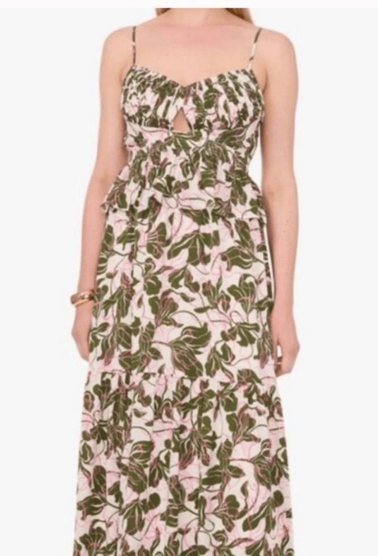 Parker Womens Two Piece Set Floral Tank Top Midi Skirt Multicolor Size 6
