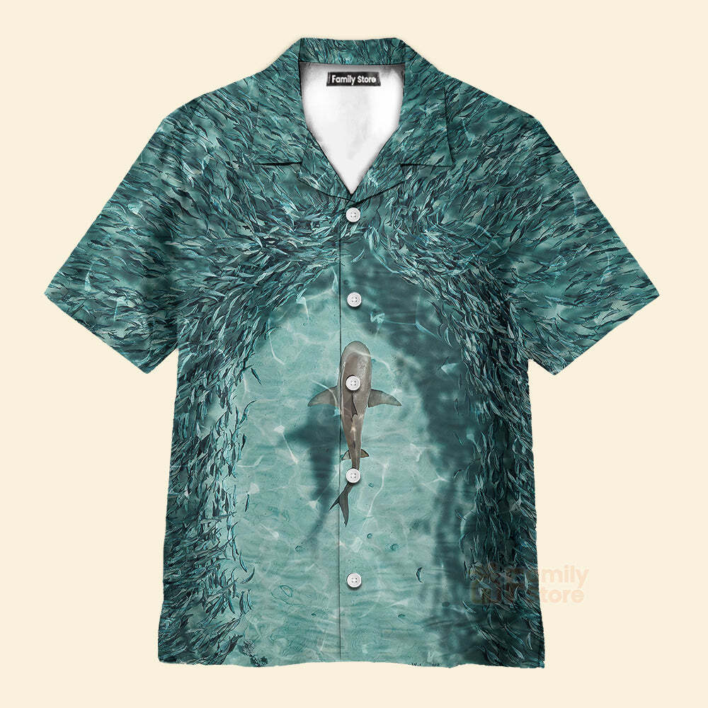 Shark Painting Design Men’s Short Sleeve Hawaiian Aloha Shirt