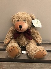 First Main Scraggles Kohair the Bear Plush Burgundy Bow Brown
