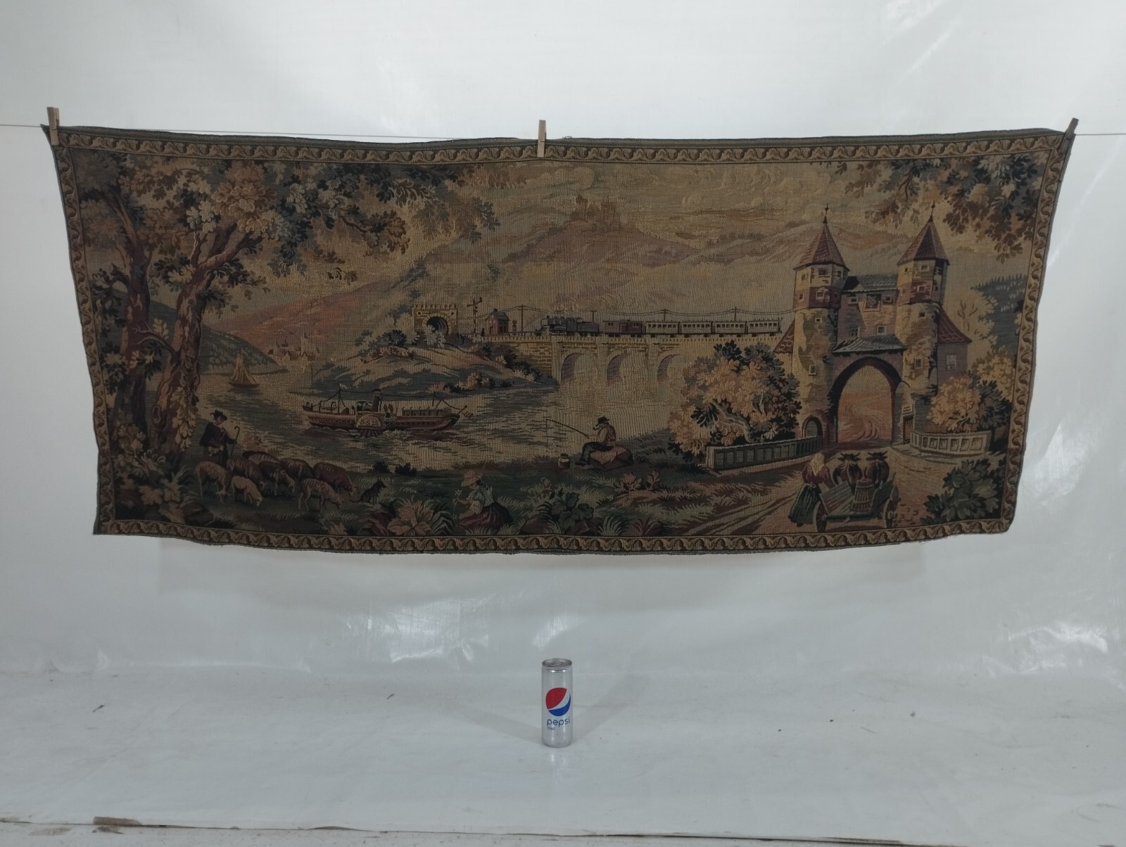 Vintage French Landscape Scene Home Decor Wall Hanging Tapestry 167x71 cm