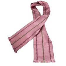 Vintage 1960s Made in France for Echo Women's Pink Green Scarf 43"l x 4.75"w