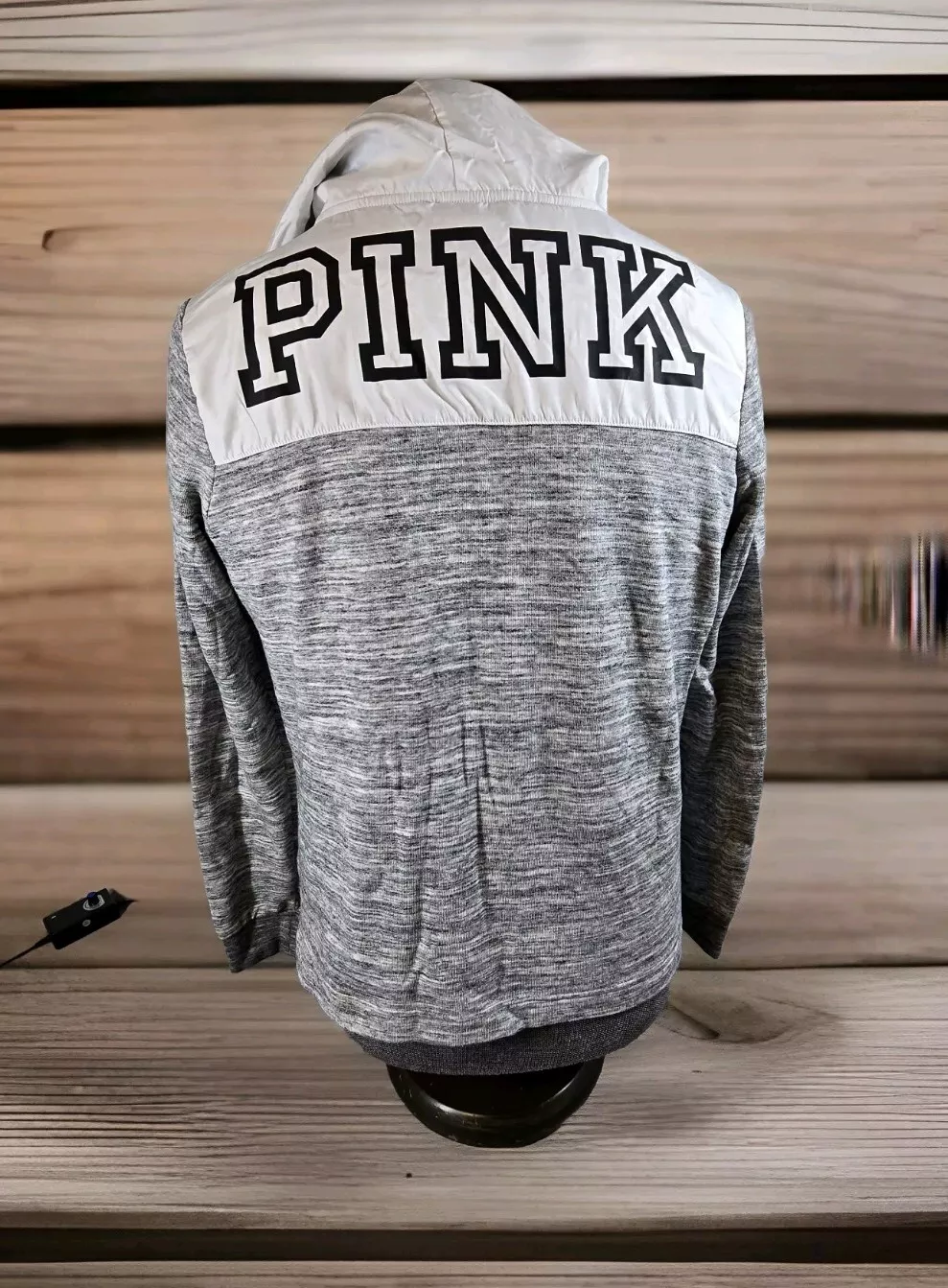 victoria-secret-vs pink heathered 1/4 zip long sleeve flaw hoodie