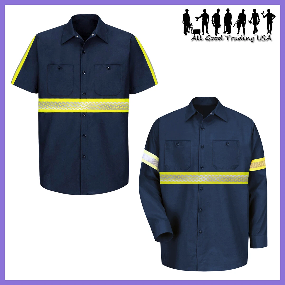 L M Men s High Visibility Hi Vis Enhanced Reflective Safety Work Uniform Shirts