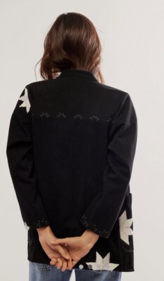 Free People 11.11 We The Free Nightsky Patchwork Jacket Embroider Stars L NWT