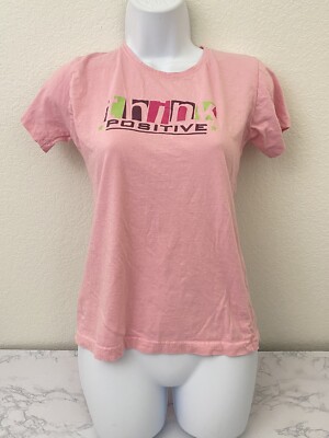 Attraction Fashion Wear Short Sleeve Shirt Women s S Think Positive Pink Top L
