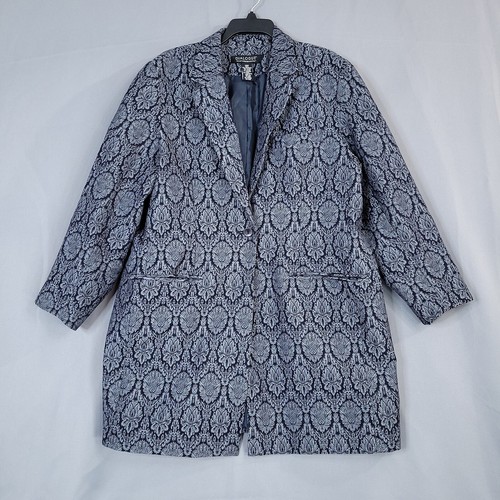 Dialogue Women's Coat Jacket Floral Button Front Lined Long Sleeve Size 18W