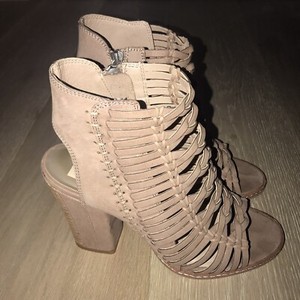 caged peep toe booties