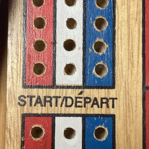 Bicycle Red White Blue 3-Track Color Coded Wooden Cribbage Board Game Mint - Picture 10 of 15