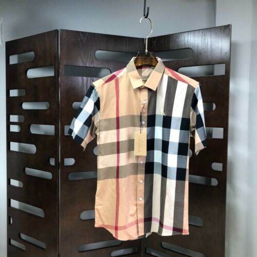 Authentic New Burberry classic plaid shirt with short sleeves