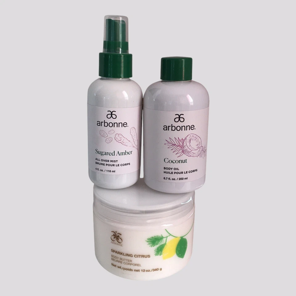 Arbonne Sparkling 柑橘身体黄油,含糖琥珀雾和椰子油 - 套装 — 第 4/4 张图片