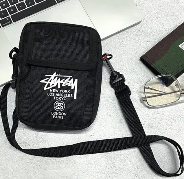 STUSSY Mini Shoulder Bag Crossbody Pochette Pouch Black Magazine