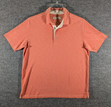 Tommy Bahama Men's Large Polo Shirt Orange Peach Modal Blend Short Sleeve