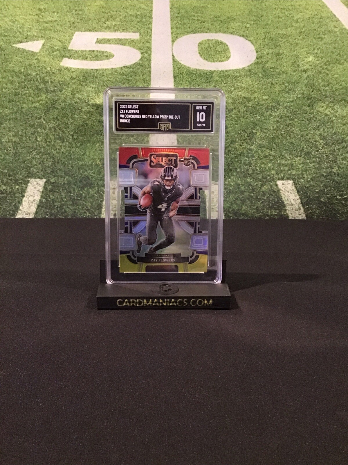 2023 Panini Select Concourse Red Yellow Prizm Die-Cut #8 Zay Flowers RC