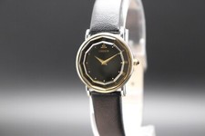 New Batt EXC 5 Seiko Credor 2F70-0300 18K Roman Black Dial Qz 23mm Womens Watch
