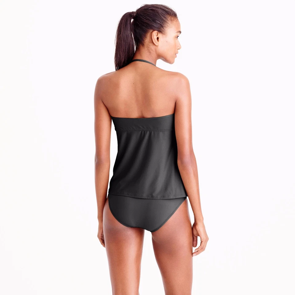 J. Camiseta de natación Tankini Crew D-Cup Twist-Front Swing, color tierra (marrón), talla XXXS Foto 2 de 3