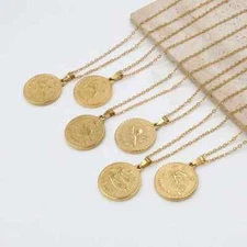 Gold Plated Stainless Steel Constellation Horoscope Zodiac Sign Pendant Necklace