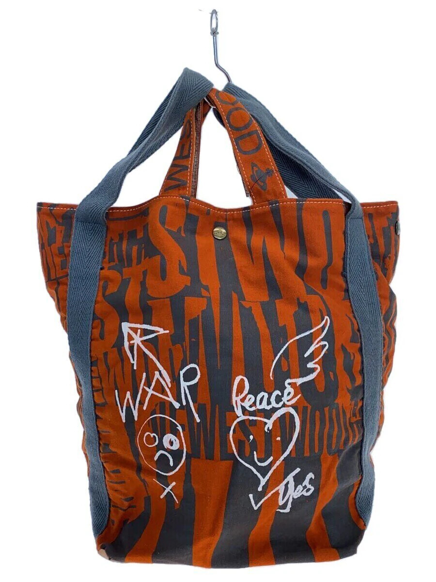Vivienne Westwood Africa Bag Tote Bag Canvas Orange Pattern