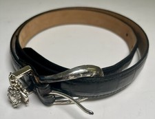 Brighton Women's SZ M / 30 Black Reptile Pattern Leather Belt w Silver Charms