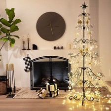 Metal Ornament Tree Display Stand Wrought Iron Christmas Trees Hook 77", Black