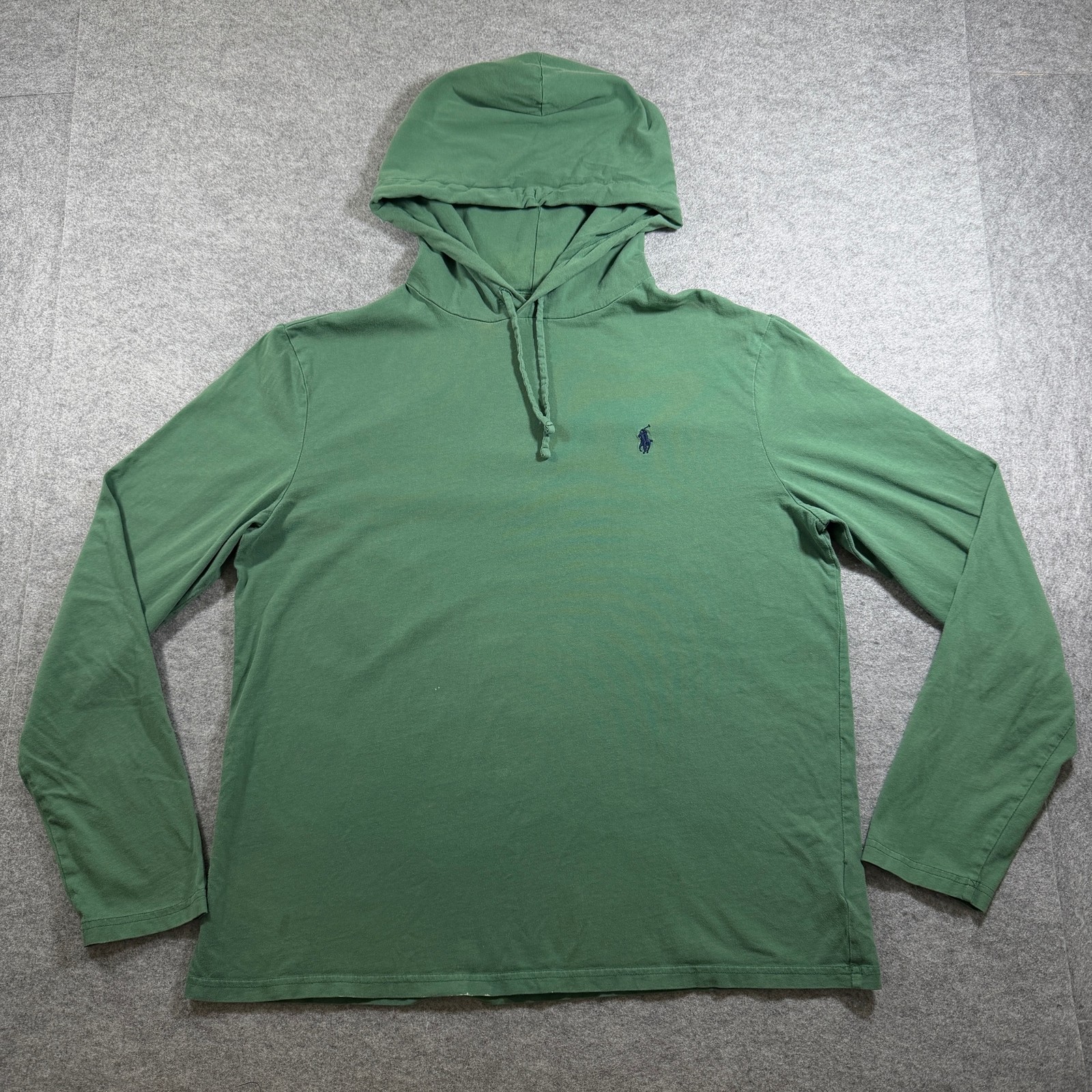 Polo Ralph Lauren Long Sleeve Hooded Shirt Mens L Green Cotton Relaxed Casual