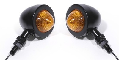 Bullet Blinker Set Pike Metall Schwarz für Harley Honda Suzuki Chopper Oldtimer