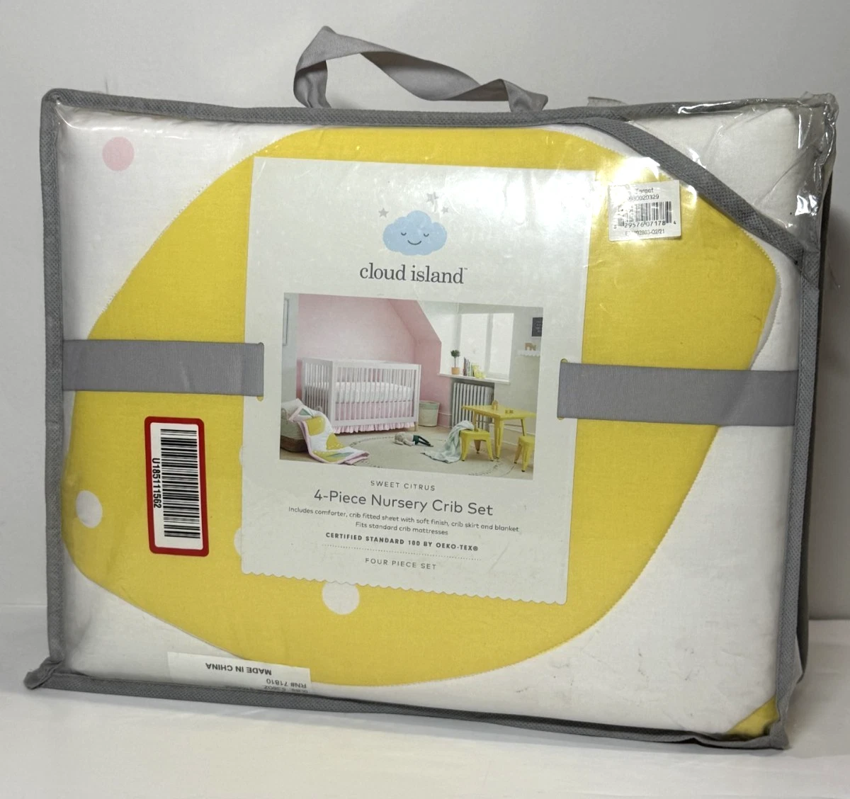 Cloud Island 4 Piece Sweet Citrus Pink & Yellow Nursery Crib Bedding Set