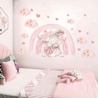 Wall Sticker For Children, Animal Wall Decal, Decoration (Wall Sticker With Pink
