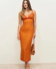 Reformation Sara Linen Dress in Nectarine Size 8