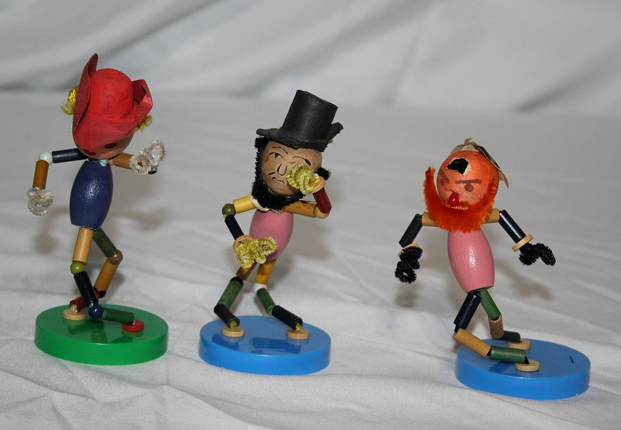 Lot Of 3 Folk Art Figures Handmade