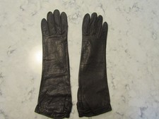 Vintage Espresso Brown Kid Leather Gloves-Pre-owned--13" Bracelet Length--Size 7