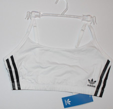 ADIDAS 3-STRIPES SCOOP WHITE BRALETTE ADJUSTABLE STRAPS WOMEN'S SZ LARGE NWT