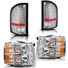 Headlamp Tail Lights 2007-2013 Silverado 1500 2500HD 3500HD Waterproof Chrome