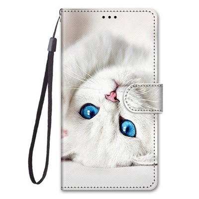 White Cat Wallet Phone Case For Samsung iPhone Xiaomi OPPO Redmi Realme Motorola