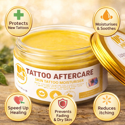Tattoo Aftercare Creme 300g Heilbalsam beruhigende Feuchtigkeitscreme natürliche Pflege UK
