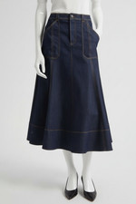 Cinq A Sept Women's Blue Benjiy Denim Midi Skirt Size 4