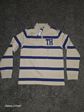 Kids' Logo Stripe Quarter-Zip Sweatshirt TOMMY HILFIGER SIZE LG 12-14 NEW