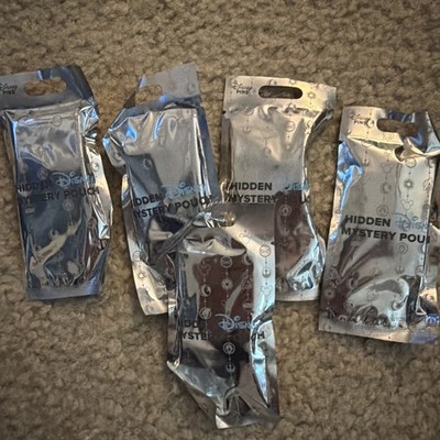 Disney Parks Hidden Mystery Pouch 2 Pins included UNOPENED (5 packs) Light Blue