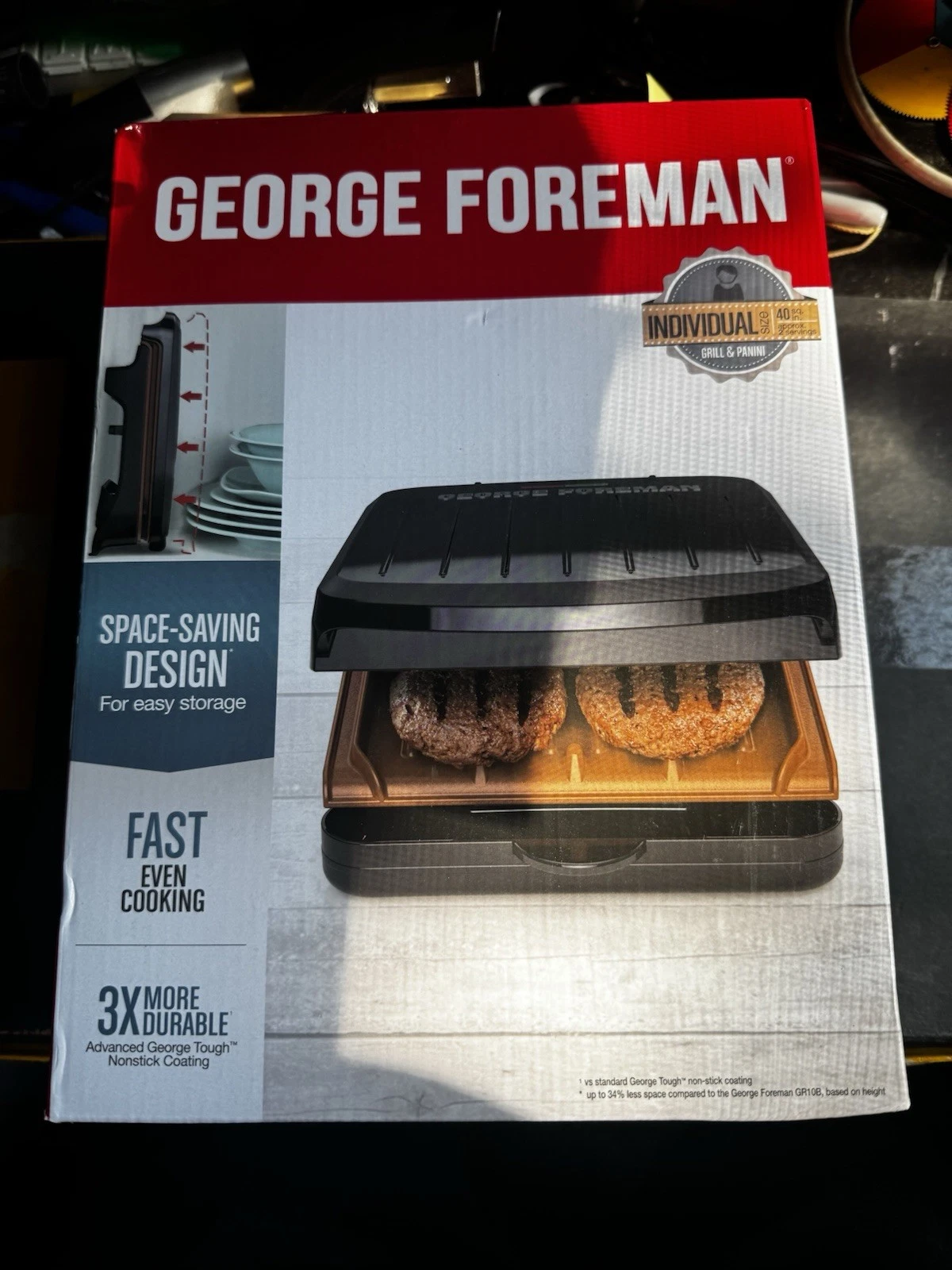George Foreman Space Saving Grill Sealed Box