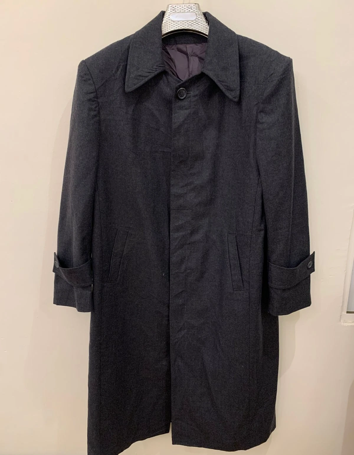 1970s Vintage wool cashmere blend charcoal classic over coat 44R 42R