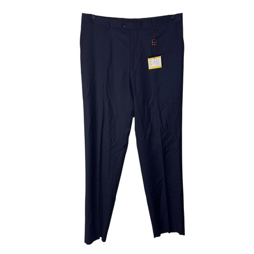 Baroni Couture Men's 38R Dress Pants Suit Navy Blue 100% Wool Flat Unhemmed NWT - 第 1/5 張圖片
