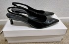 Calvin Klein Dainty Black Patent Sling Back Kitten Heels Size 8- MSRP $168 — photo 1