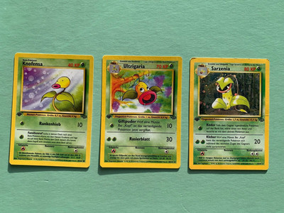 Pokemon Karten 1. Edition Knofensa 49/64, Ultrigaria 48/64 & Sarzenia 14/64 Holo