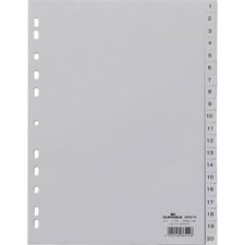 Image of Durable 652210 Dividers A4 1-20 Polypropylene Grey Embossed Tabs