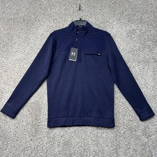 Under Armour Storm Sweater Men's Small Blue 1/2 Zip Fleece Pullover Golf New