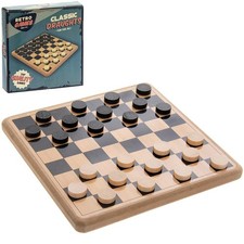 Retro Hames Wooden Draughts Game | Classic Family Board Game 21x21cm