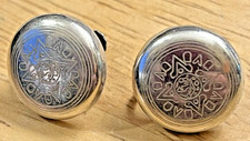 Vintage RBZ Mexico Sterling Silver 925 Aztec Sun Calendar Screw Back Earrings