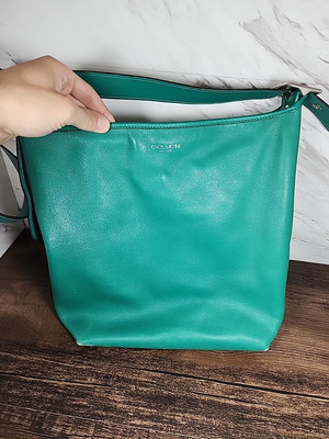 Coach 19889 MEDIUM Kelly Green Legacy Duffle Bag W/ Zip Closure