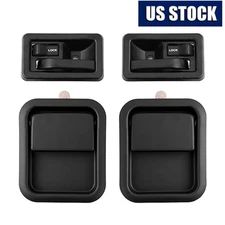 For 1997-2004 Jeep Wrangler TJ YJ Black Inside Outside Door Handle Set of 4