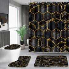 Shower Curtain Set with Rugs,Bathroom Accessory Set, Including Non-Slip Rugs,...