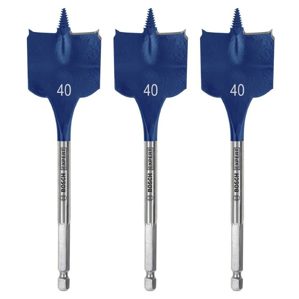 3 x Bosch EXPERT 2608900330 SelfCut Speed Flat Drill Bits 40 x 152mm